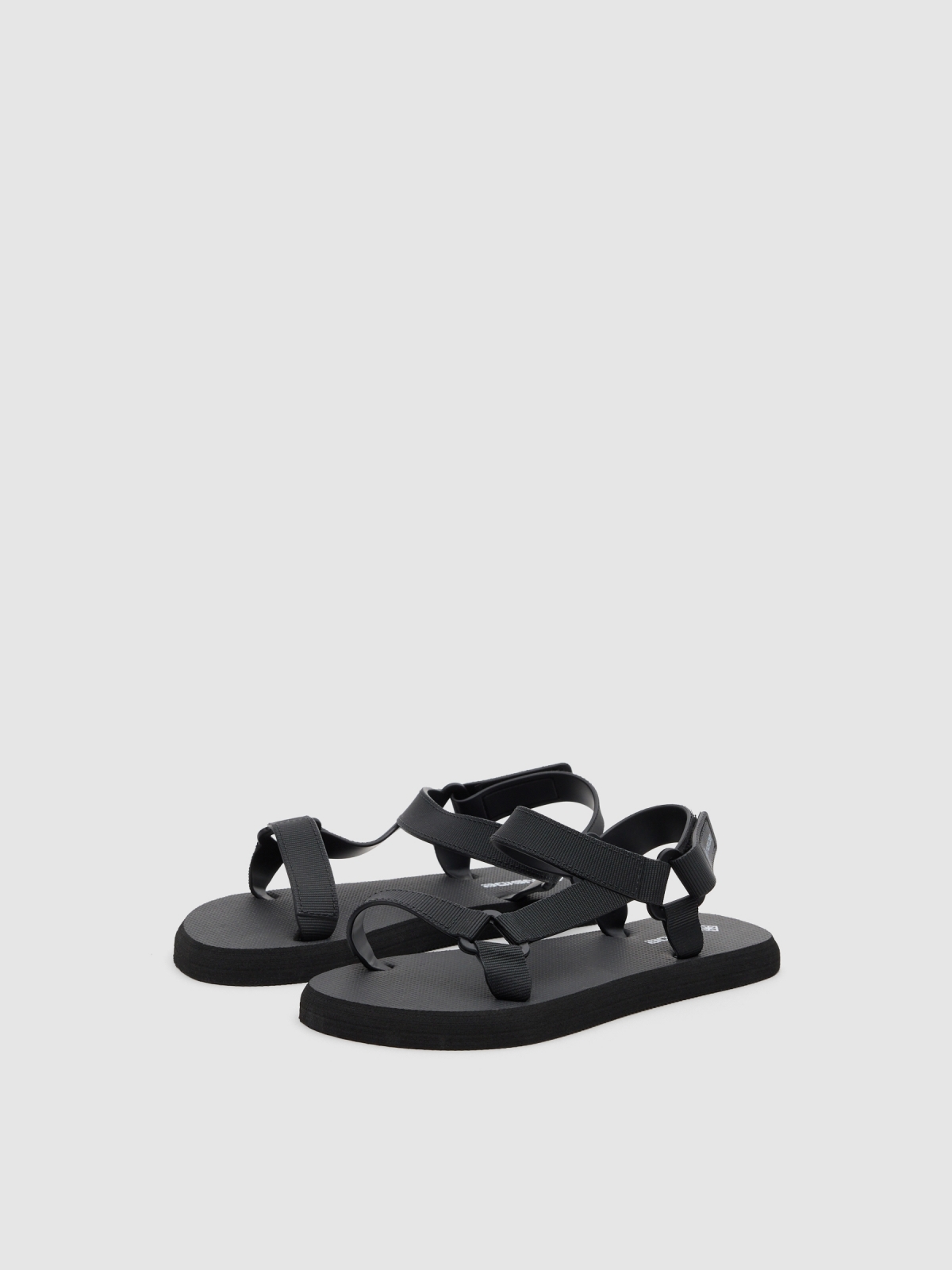 Velcro strips sandal black lateral view