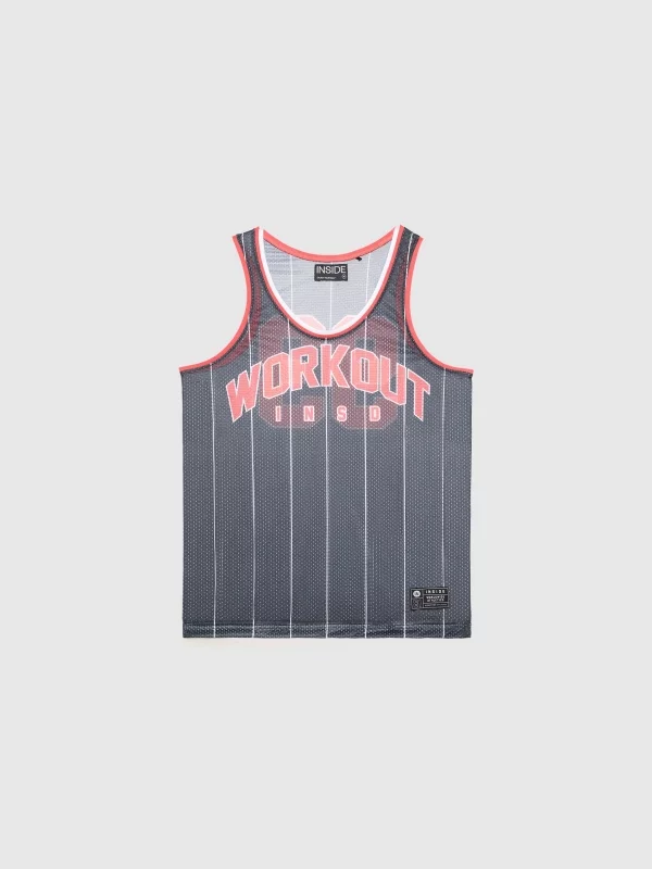 Camiseta baloncesto rayas negro vista detalle