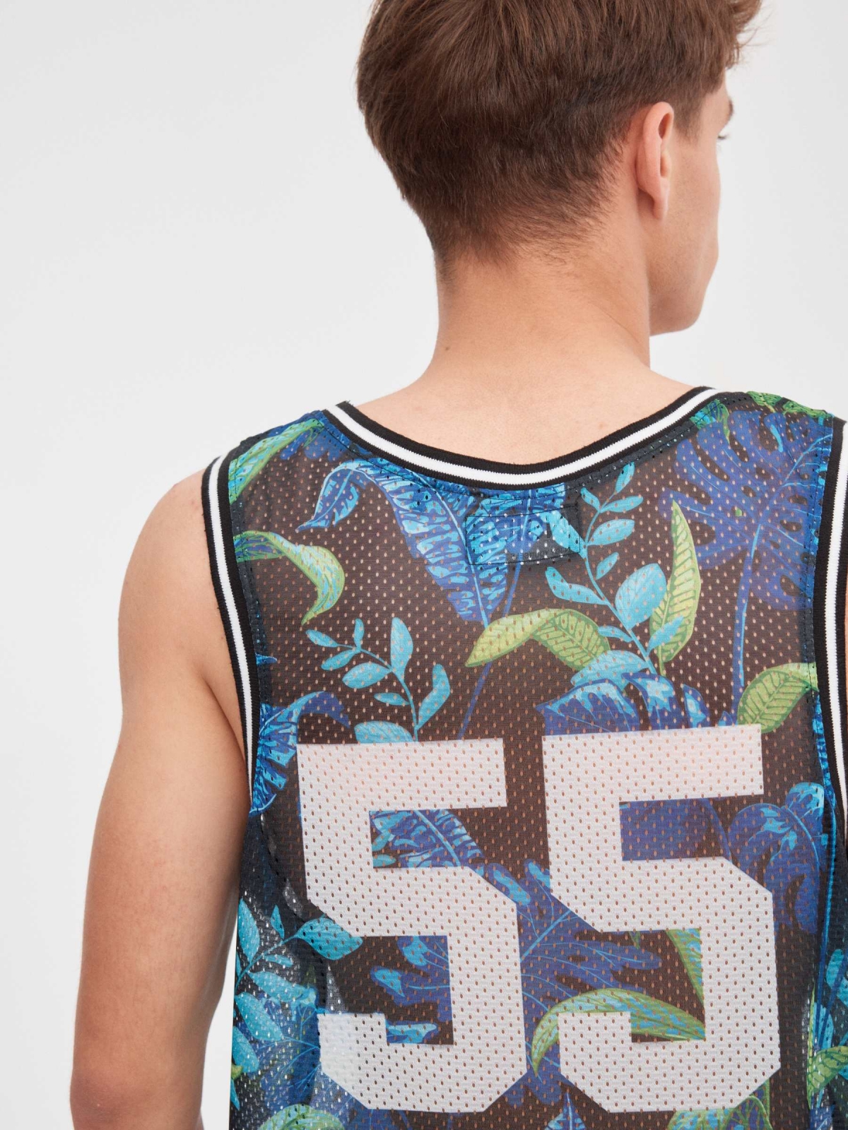 Tropical tank top black detail view