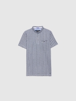 %Pto% Polo geométrico cuello mao azul marino