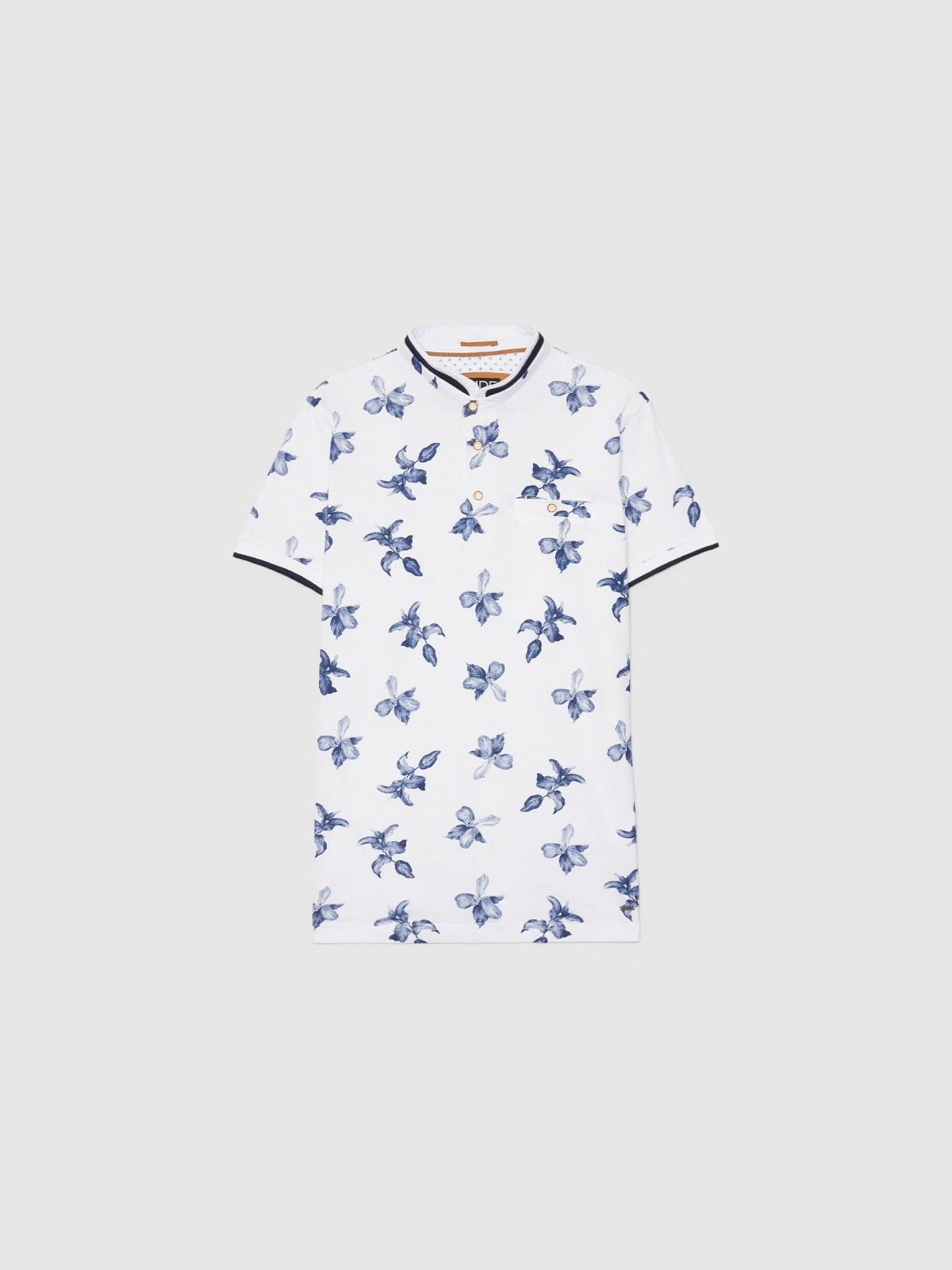  Polo estampado tropical blanco