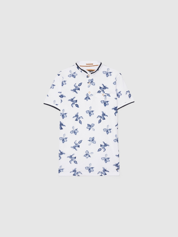  Polo estampado tropical blanco