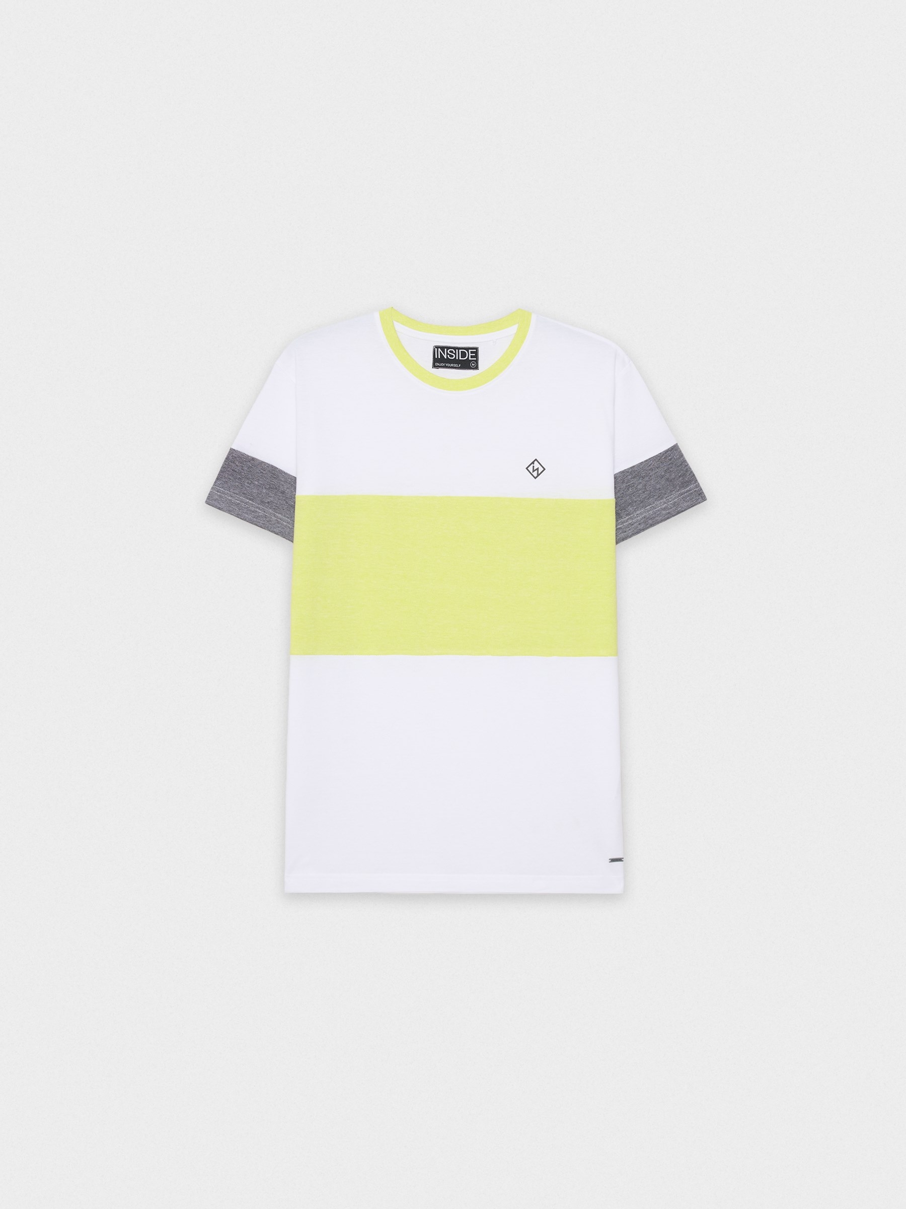 T-shirt bloco de cor branco vista meia frontal