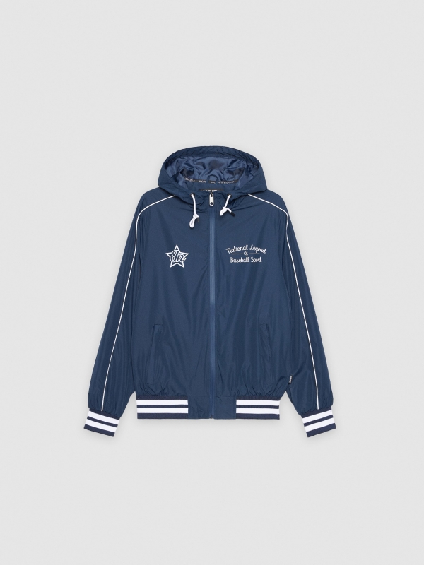  Nylon jacket with hood navy