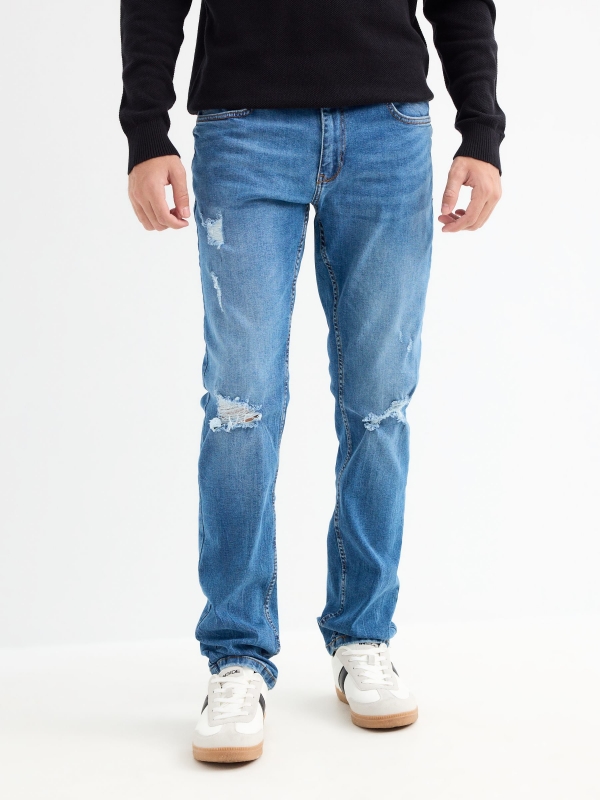 Jeans regular azul vista media frontal