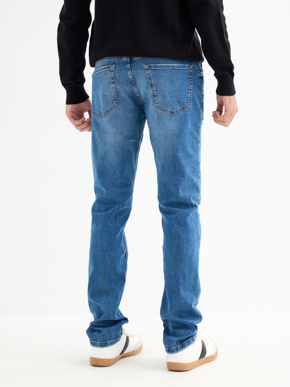 Regular jeans blue middle back view