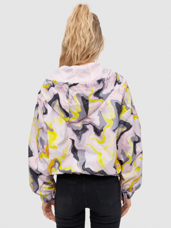 Tie dye nylon jacket multicolor middle back view