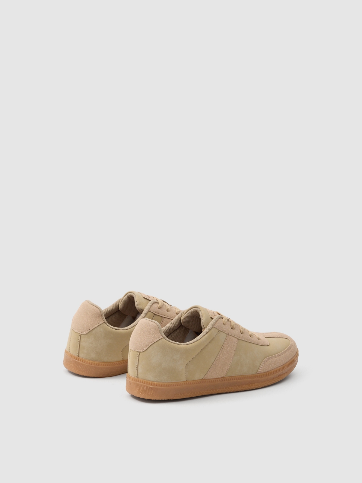 One-colour retro sneaker sand 45º back view