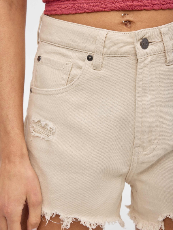 Flared shorts sand back detail view