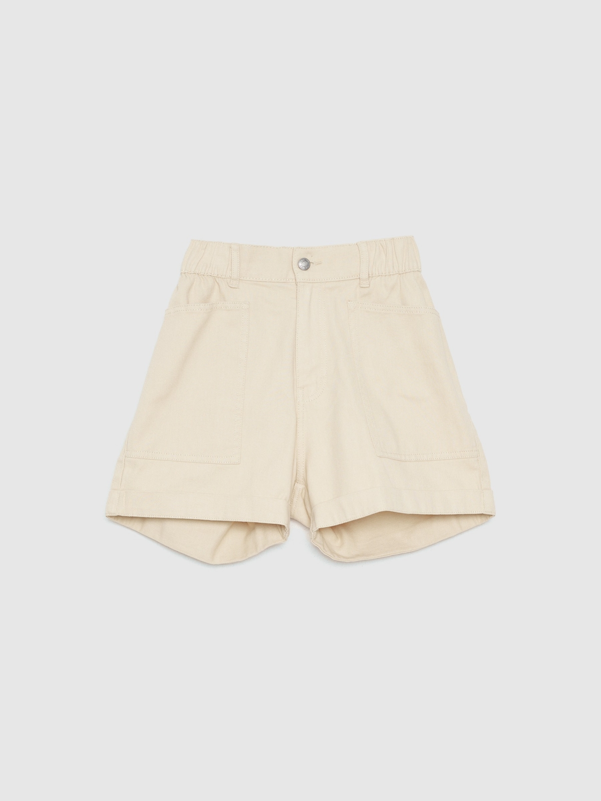 Baggy short sand front detail view