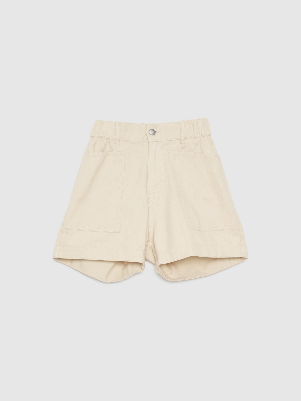 Baggy short sand front detail view