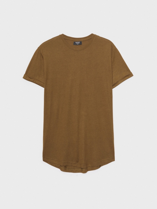 Long basic t-shirt khaki detail view