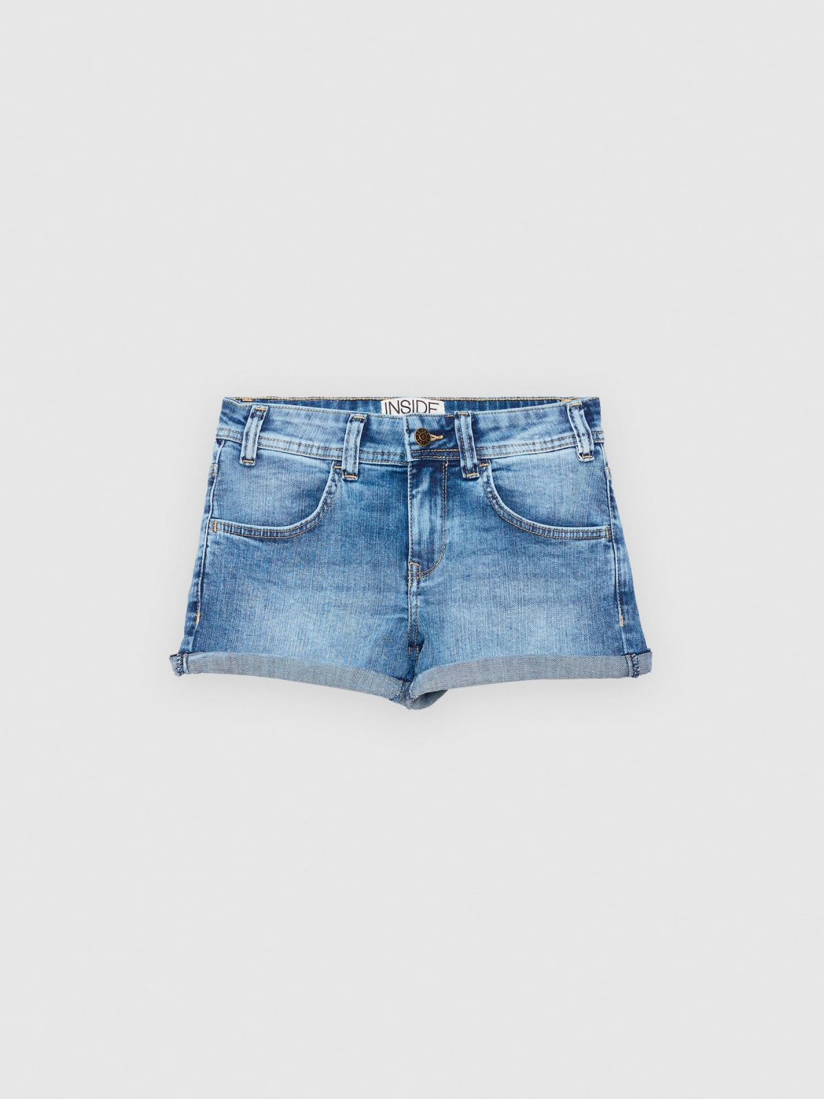  Ripped washed blue denim shorts blue