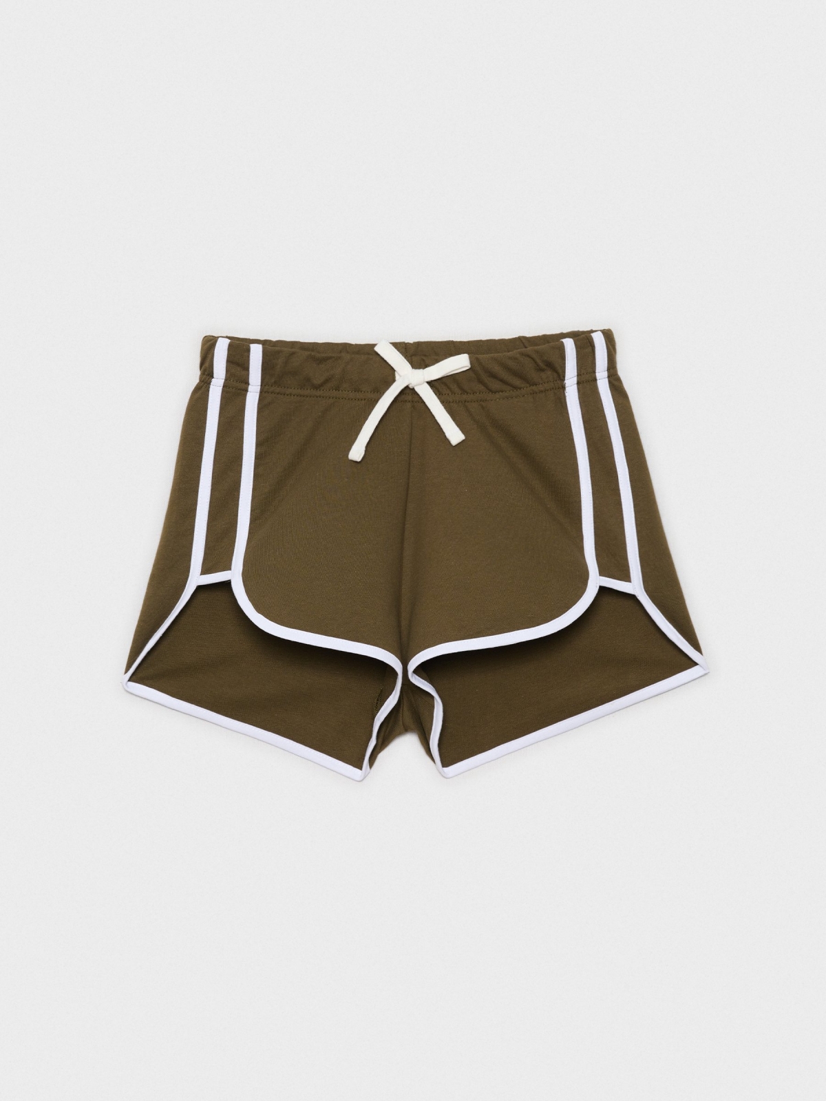  Contrast trim shorts olive green