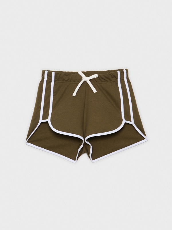  Contrast trim shorts olive green