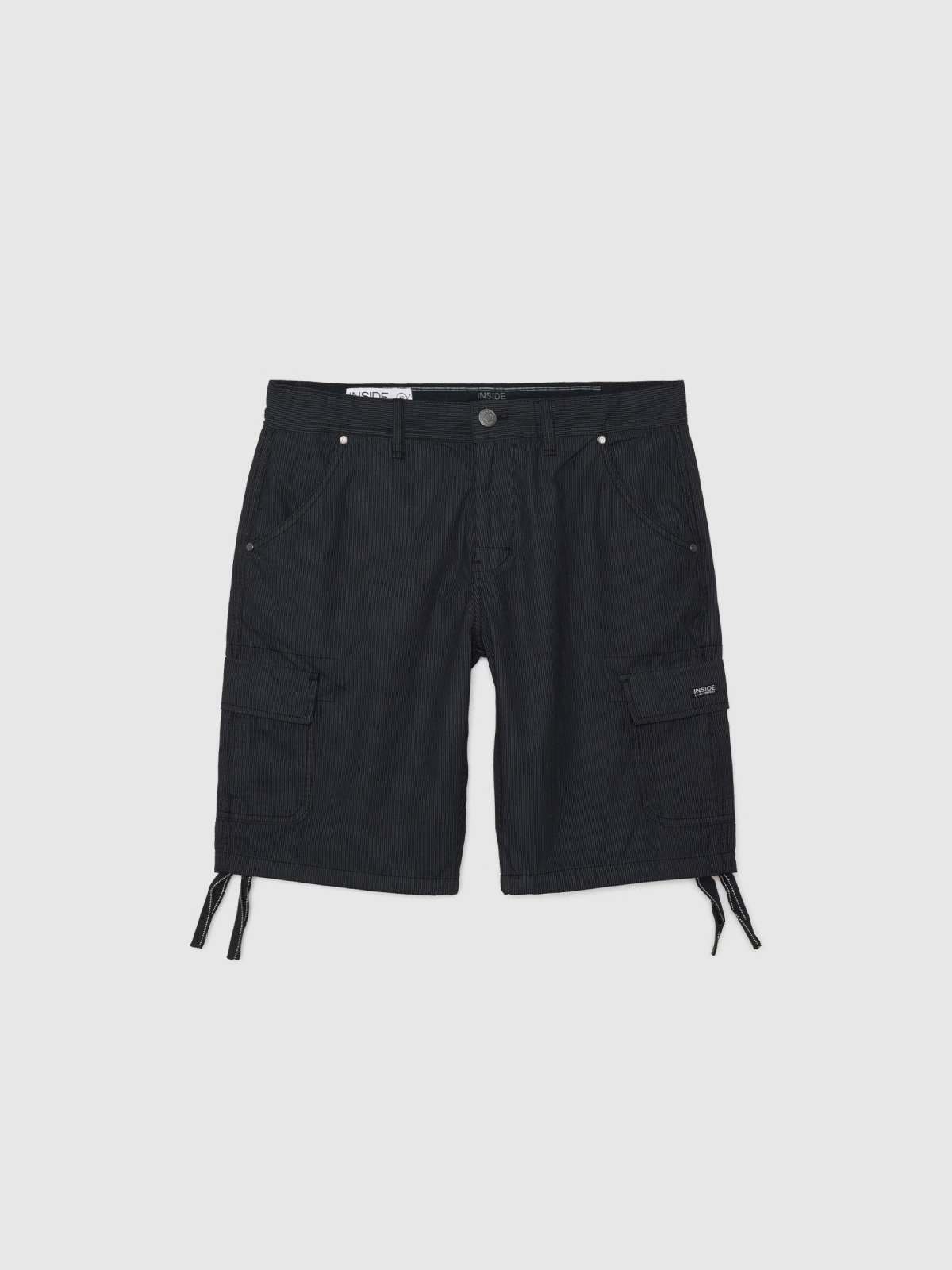  Striped cargo bermuda black