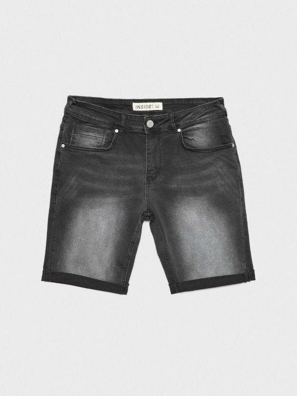  Washed effect denim shorts black