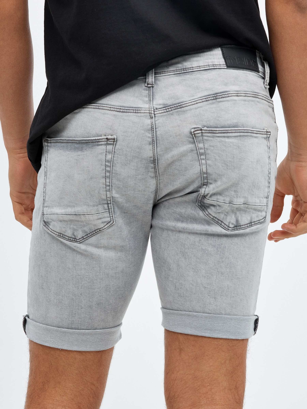 Bermudas denim cinza básico cinza claro vista detalhe