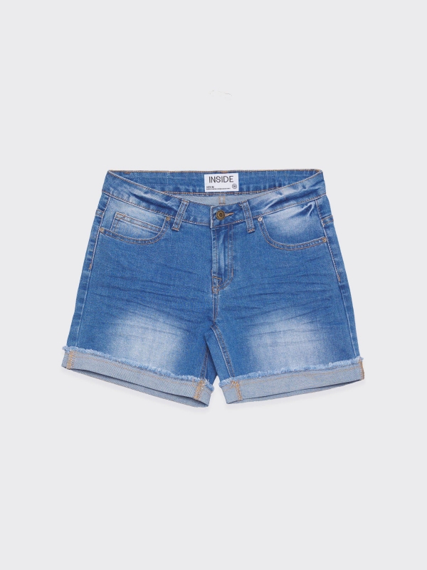  Frayed hem denim shorts blue