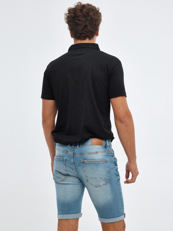 Denim skinny Bermuda blue middle back view