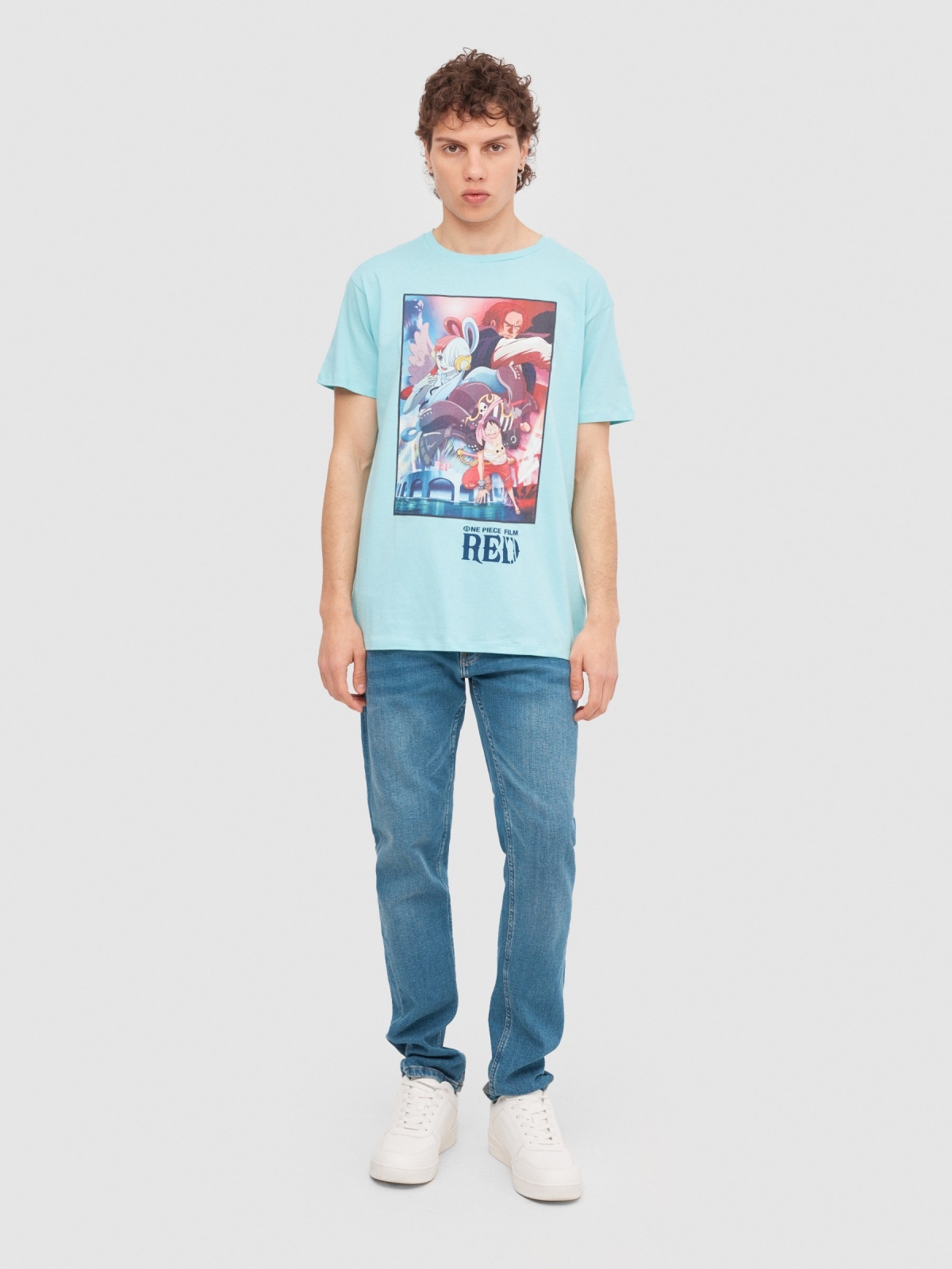 One Piece Film T-Shirt light blue front view