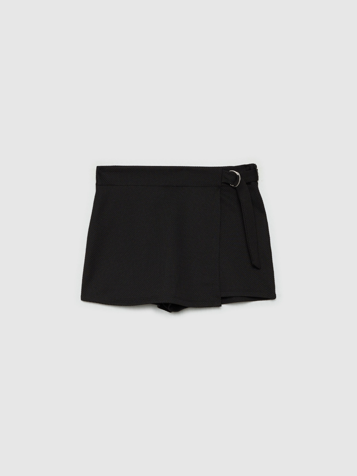  Calça saia de fivela metálica preto