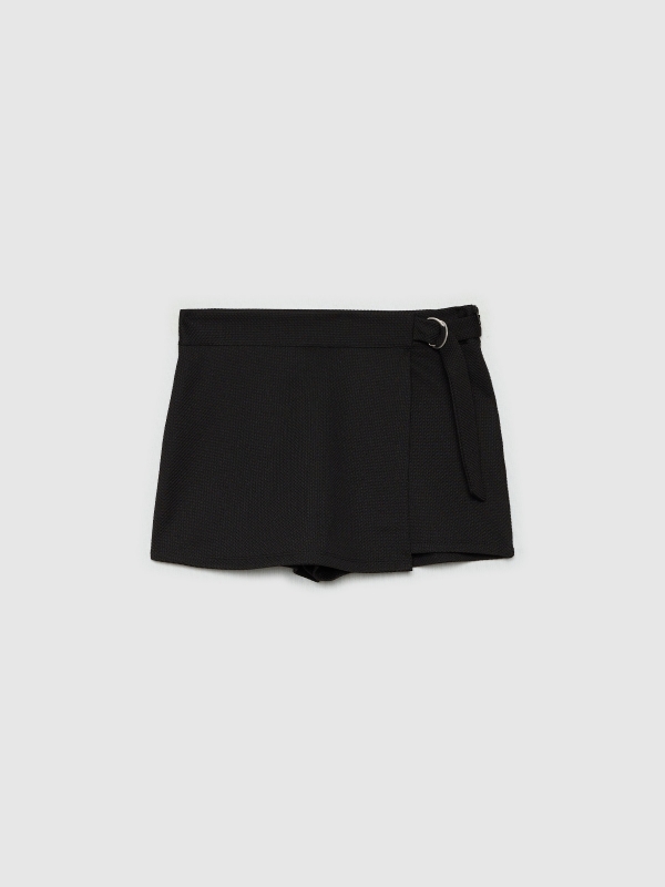  Calça saia de fivela metálica preto