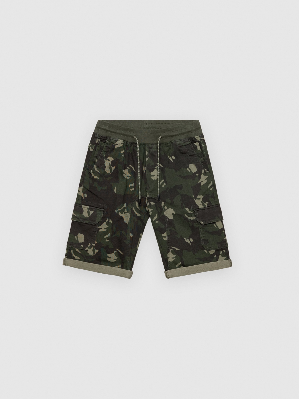  Camuflagem cargo bermudas cáqui