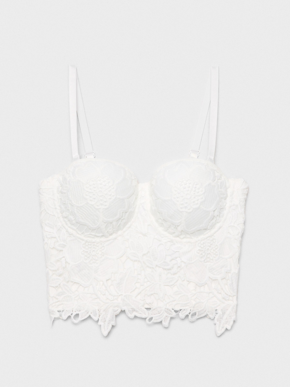  Bustier de renda floral branco