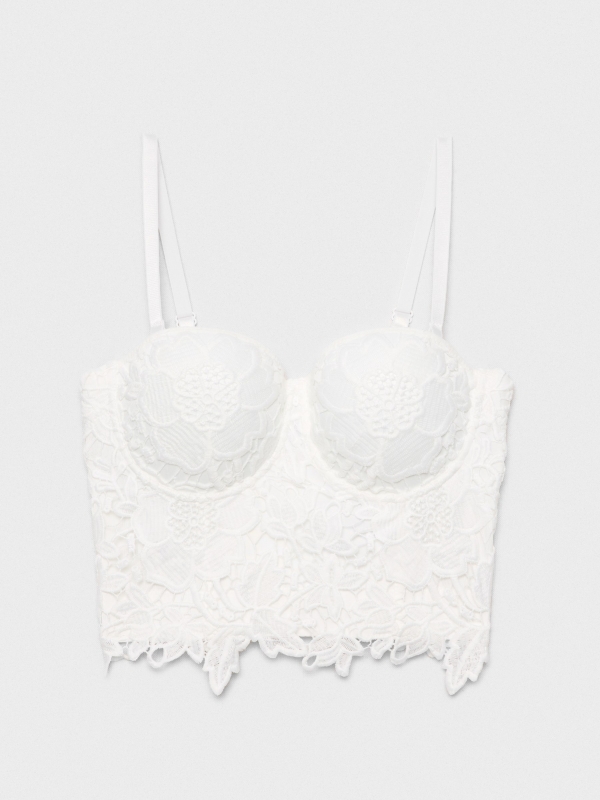  Bustier de renda floral branco