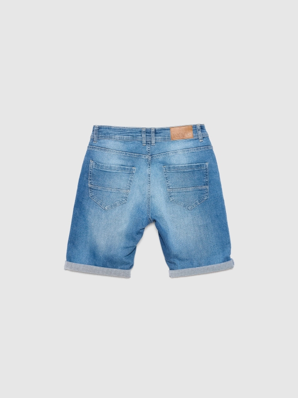 Bermudas denim slim lavado azul vista detalhe