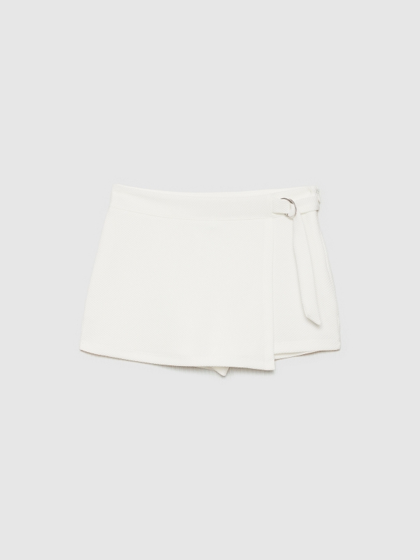  Calça saia de fivela metálica branco