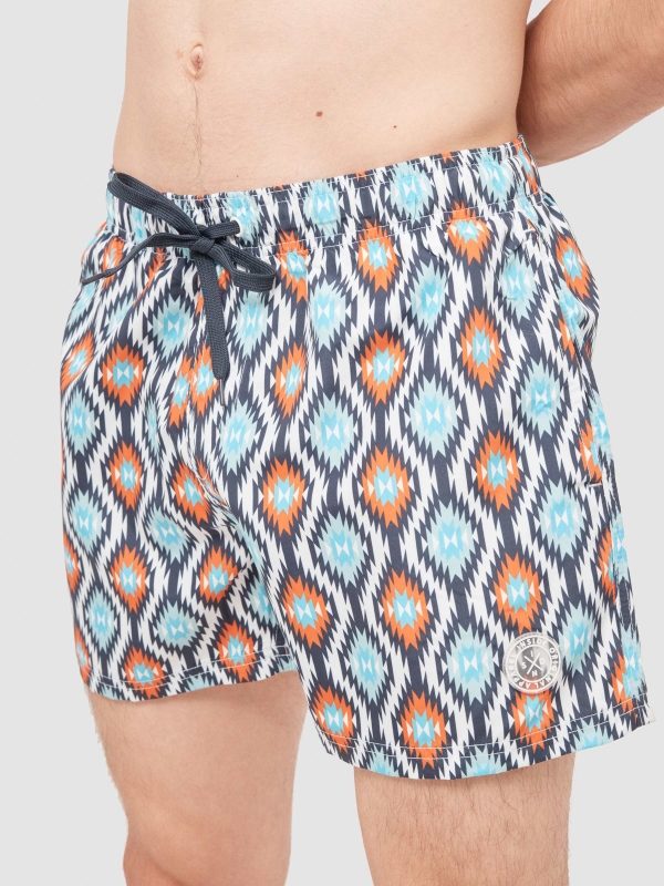 Geometric Swimsuit orange front view