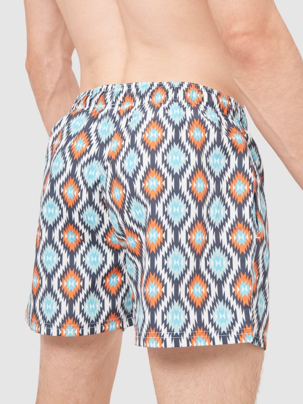 Geometric Swimsuit orange detail view