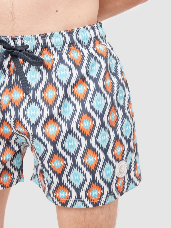 Geometric Swimsuit orange detail view