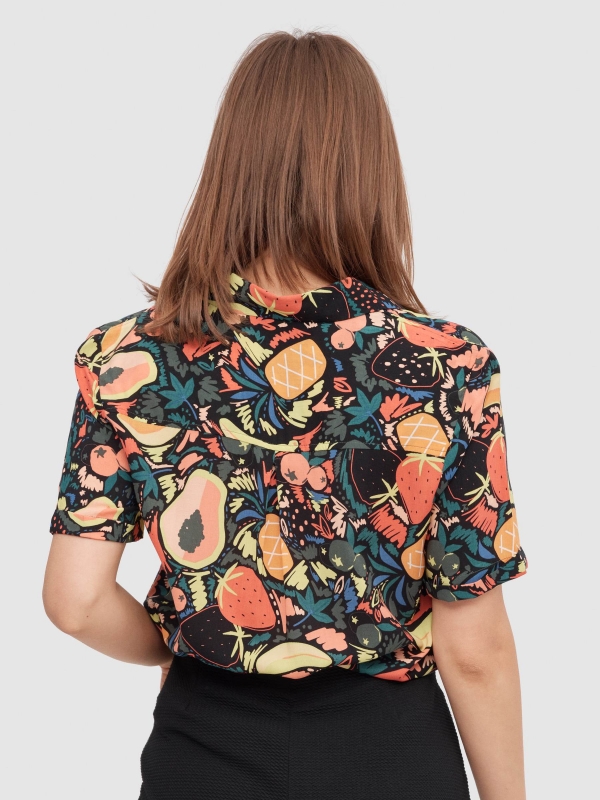 Camisa de fruta multicolorido vista meia traseira