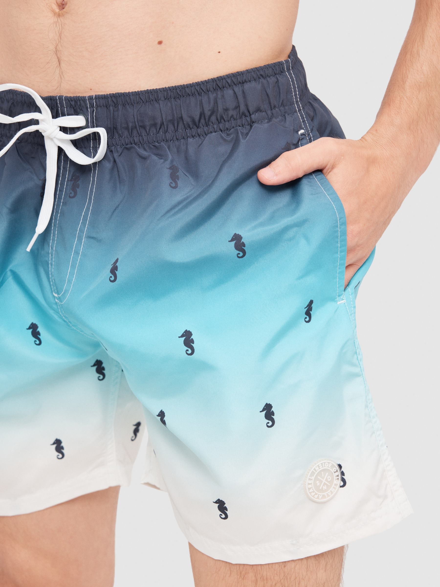 Seahorse Swimsuit blue middle front view