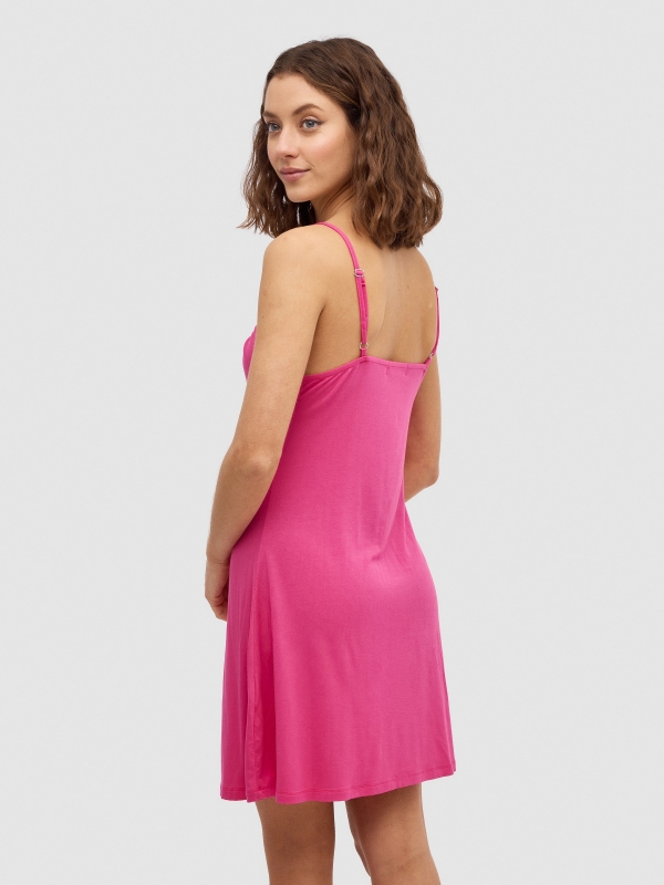 Vestido mini lazo fucsia vista media trasera