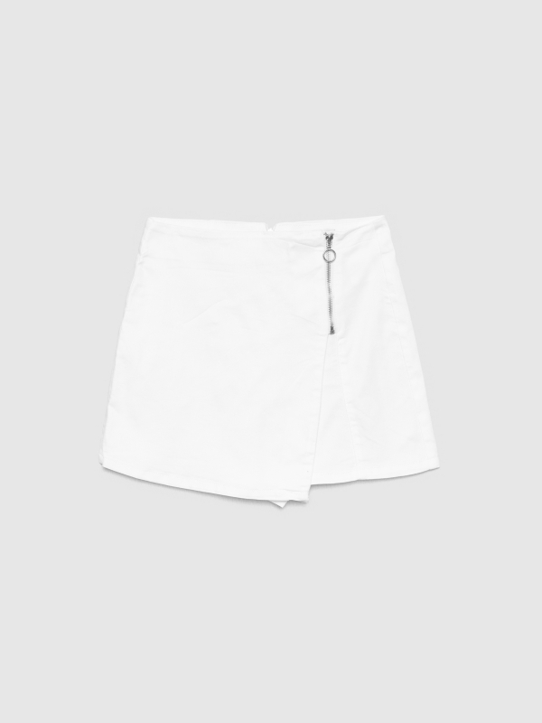  Saia de calças cruzadas branco