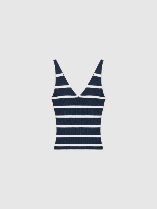  Striped knitted top navy