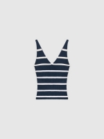 %Pto% Striped knitted top navy