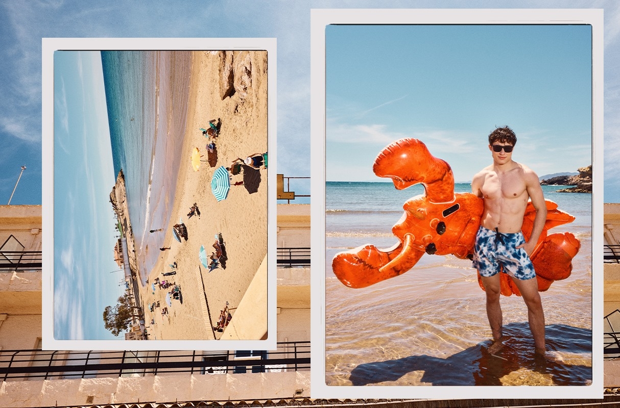 Fato de banho tie dye branco vista meia frontal