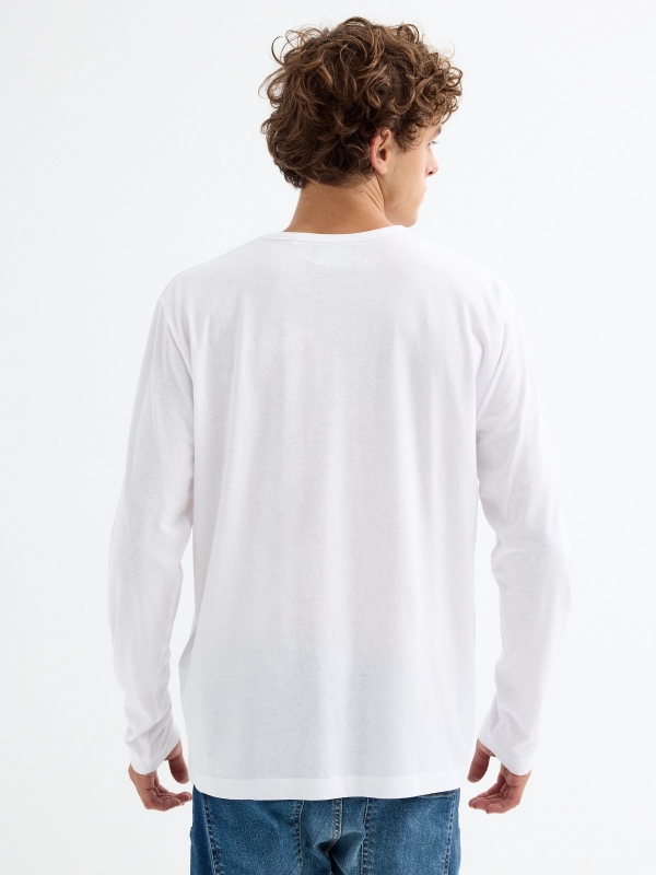 Basic long sleeve t-shirt white middle back view