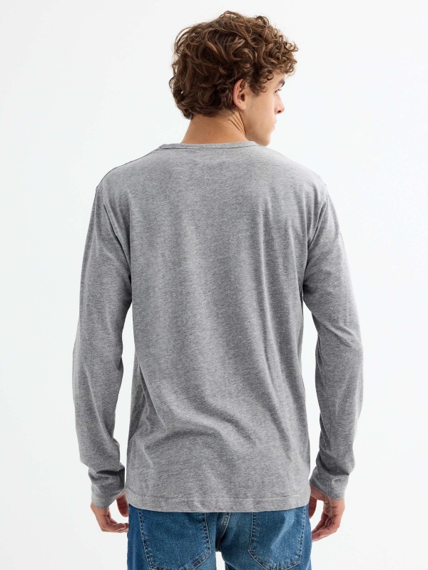 Basic long sleeve t-shirt melange grey middle back view