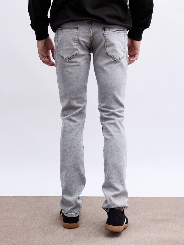 Grey regular denim jeans grey middle back view