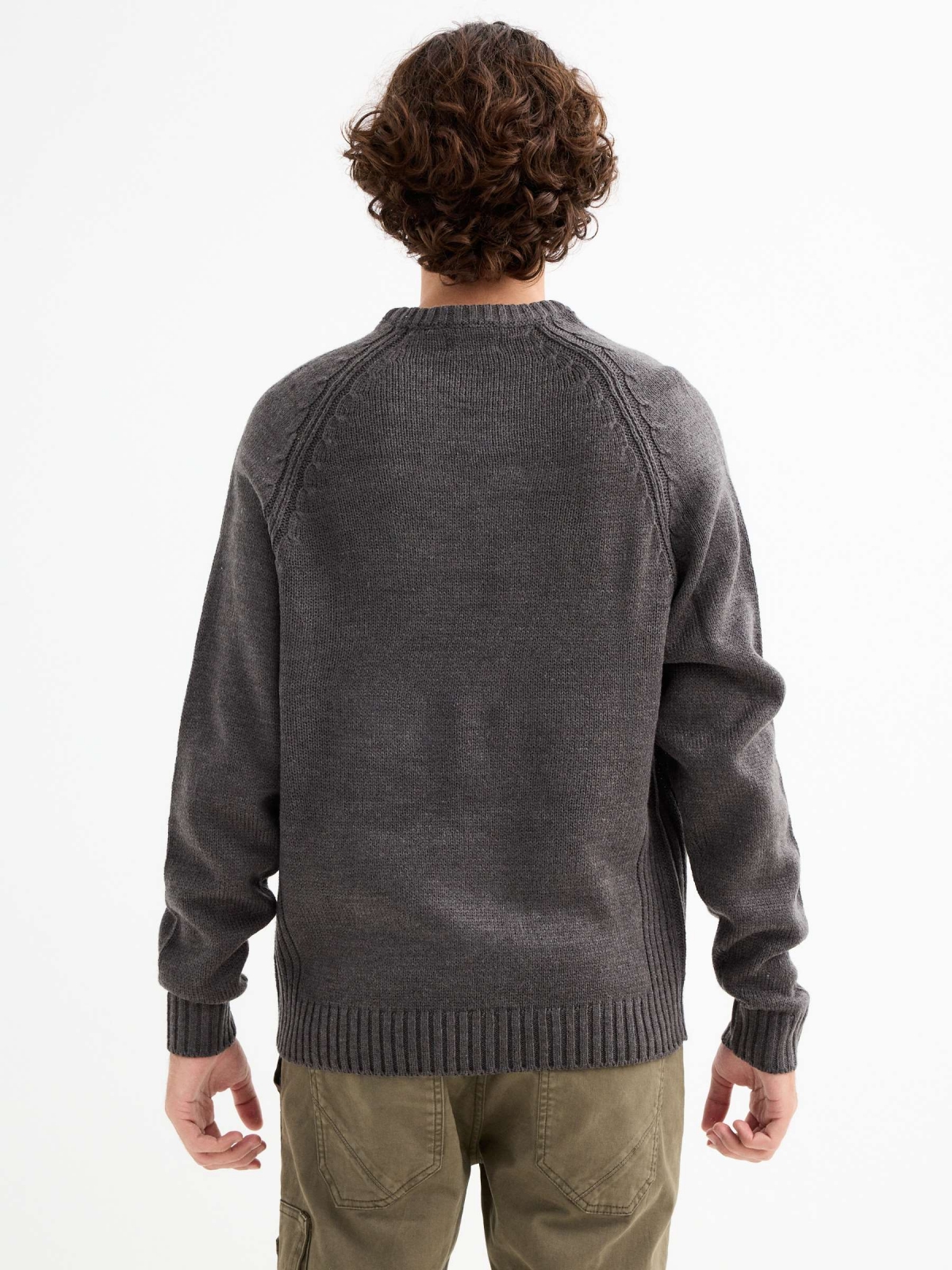 Basic knitted sweater dark grey middle back view