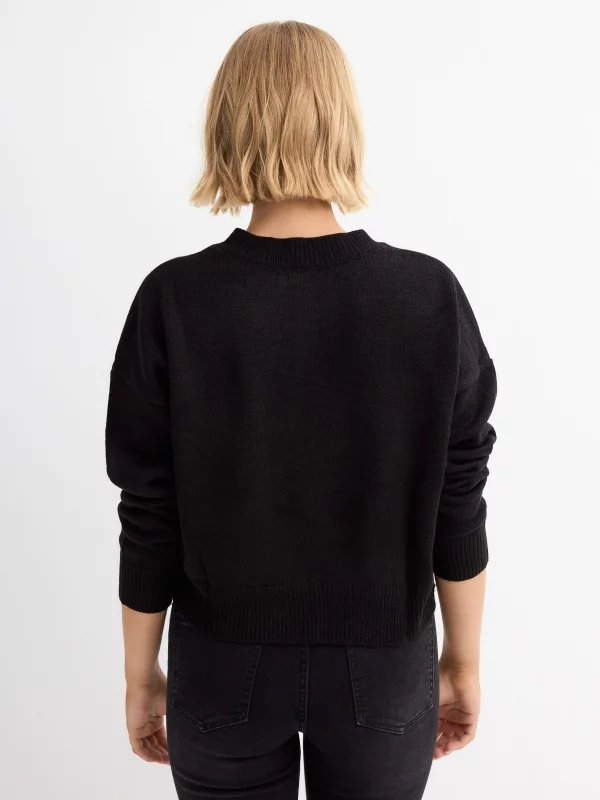 Crewneck jumper black middle back view