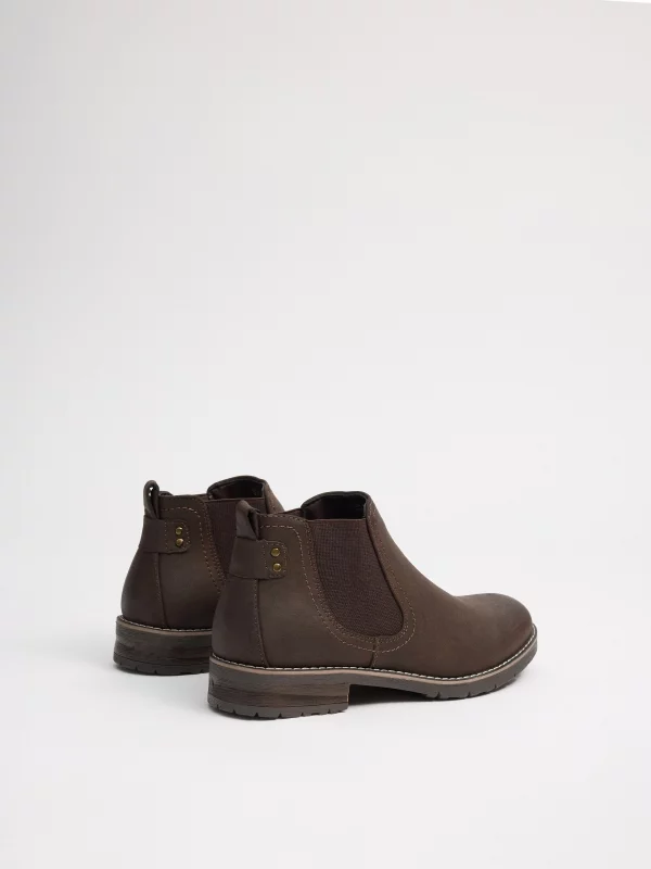 Chealse boot with elastics earth brown 45º back view