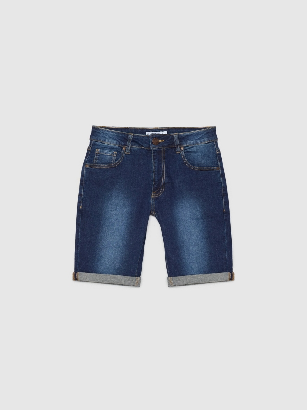  Bermuda denim azul escuro lavado azul