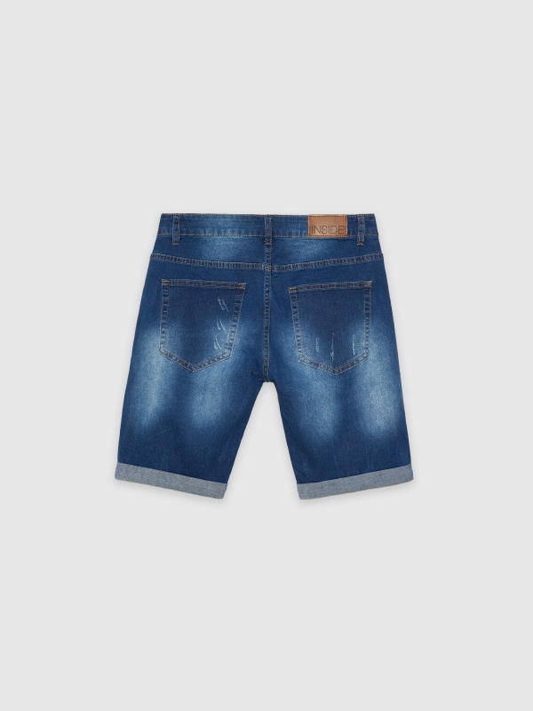  Bermuda denim efeito lavado azul